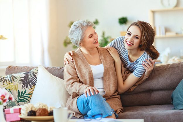 happy family two generations old mother and adult daughter happy family two generations old mother and adult daughter