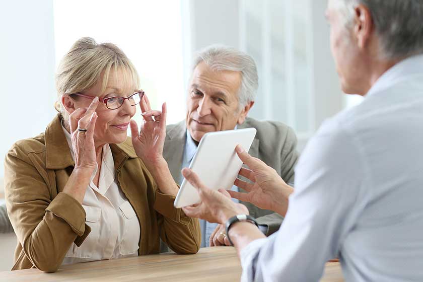 Senior woman in optical store Senior woman in optical store